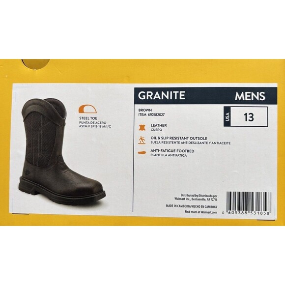 Herman  Survivors Mens Leather Granite Pull-On Steel Toe Work Boots - Size 13